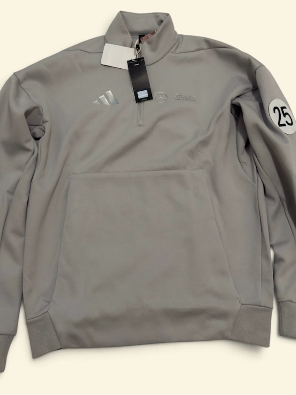 Adidas Mercedes AMG Petronas F1 Motorsports 1/4 Zip Fleece Pullover Gray XS